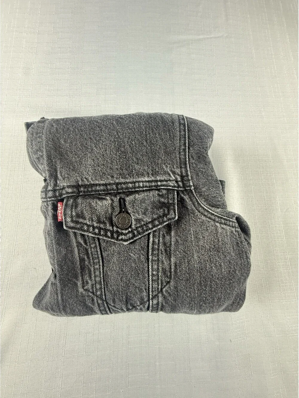Levis Black Denim Trucker Jacket Mens Small Button Front Cotton Jean Jacket USA